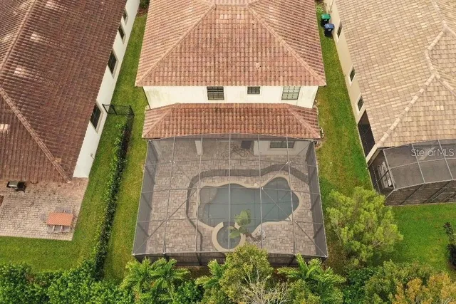 an aerial view of a house