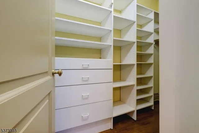 a close up view of a closet