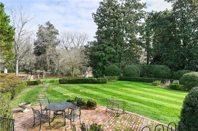 a view of garden with trees