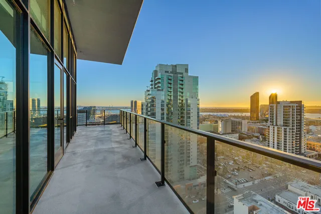 a view of balcony with city view
