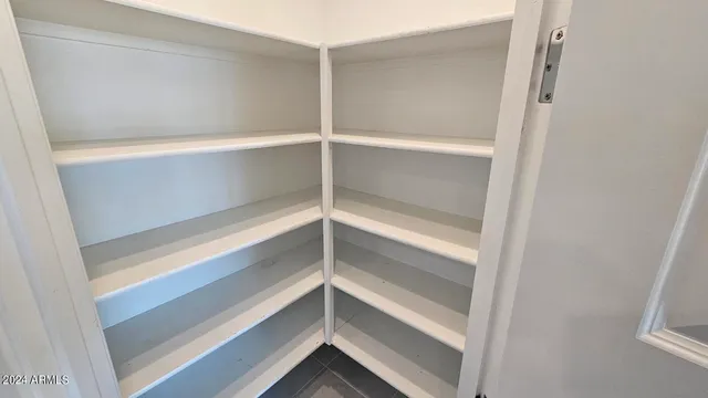 a view of walk in closet with empty racks