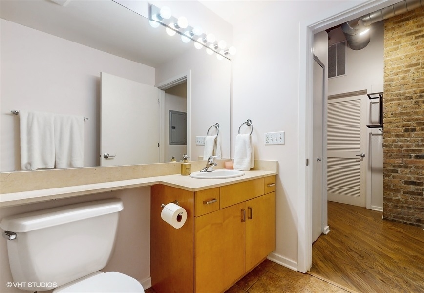 1040 West Adams Street, Unit 347 Chicago, IL 60607 - Photo 20 of 29 a bathroom with a sink a toilet and shower