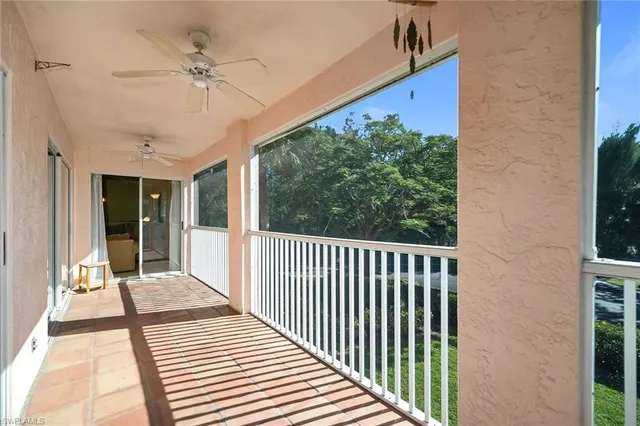 a view of a balcony with a potted plant