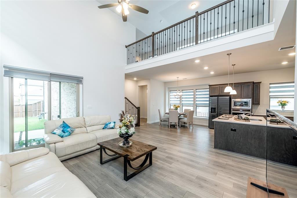 985 Sprangletop Street Allen, TX 75013 - Photo 1 of 1 a living room with fireplace furniture and a large window