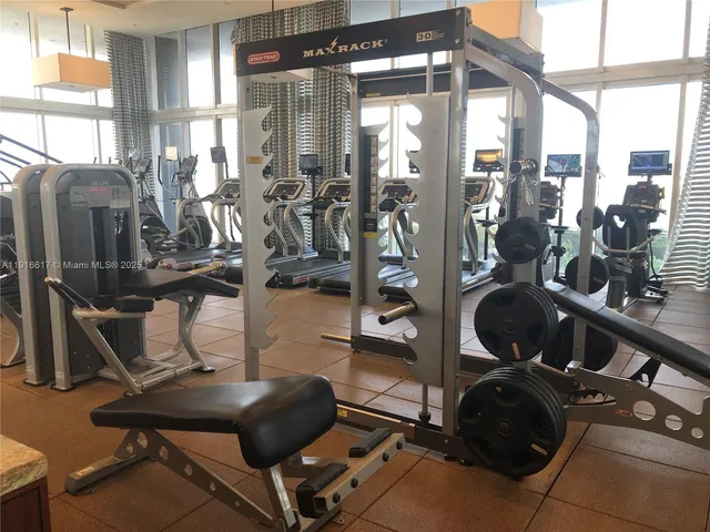 a view of a room with gym equipment