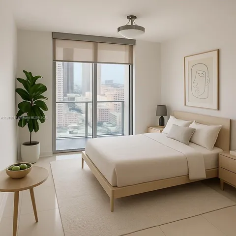 a living room with furniture and white walls