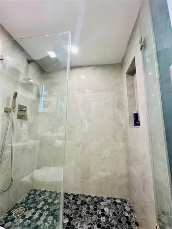 a bathroom with a shower