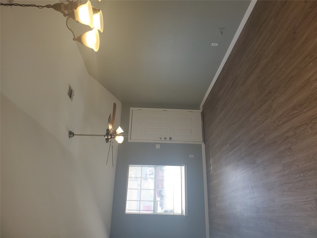 2221 Creekside Lane, Unit B Georgetown, TX 78626 - Photo 14 of 33 Entryway featuring dark wood-style flooring, vaulted ceiling, and ceiling fan