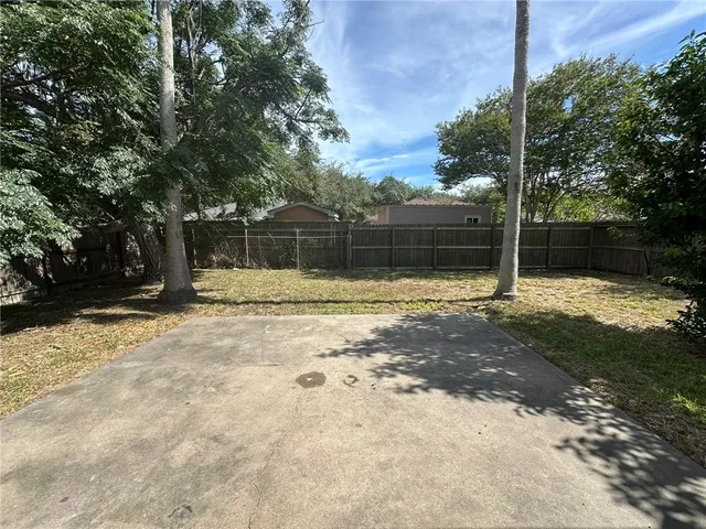 a view of backyard with green space