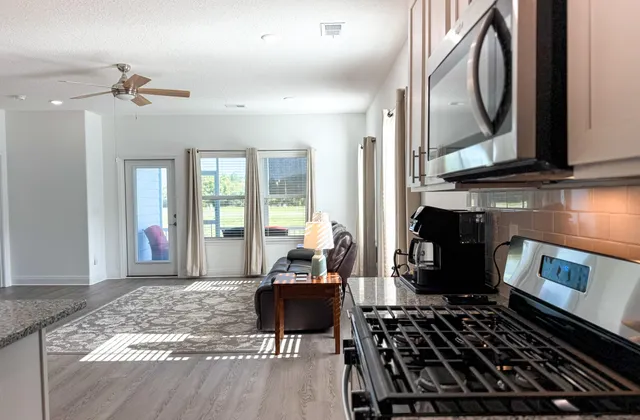 a living room with furniture