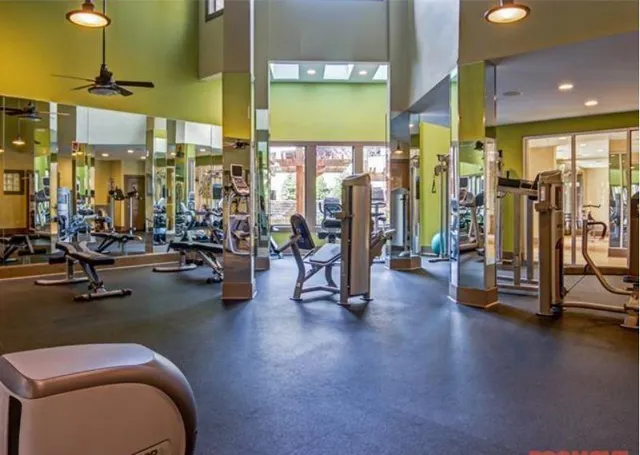 a view of a room with gym equipment