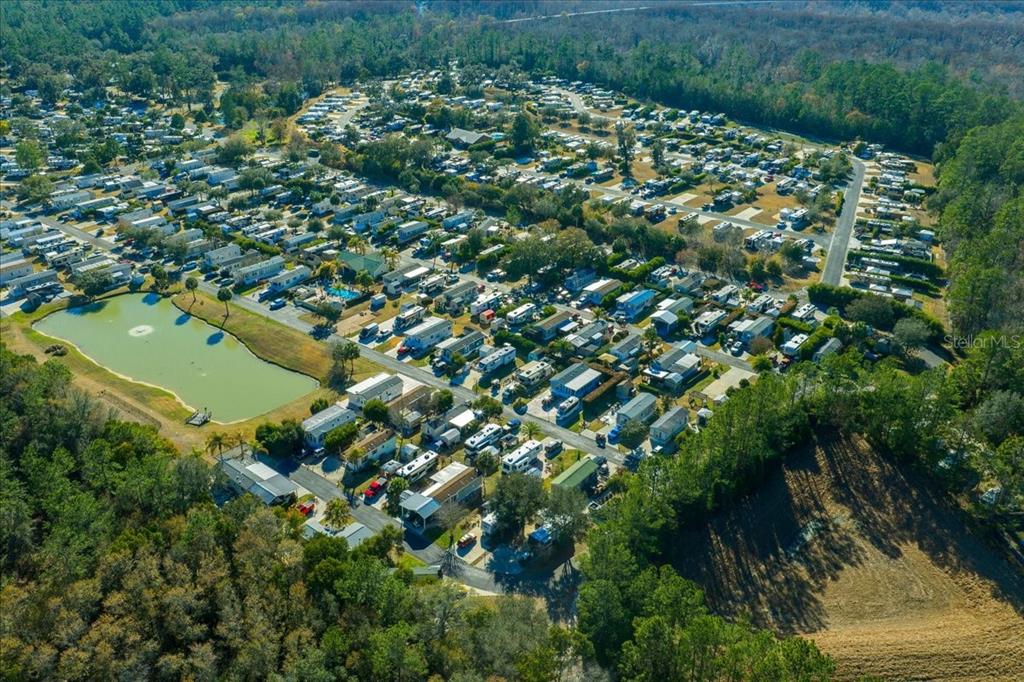 3047 Northeast 102nd Ave Road Silver Springs, FL 34488 - Photo 74 of 87 an aerial view of residential houses with outdoor space and trees