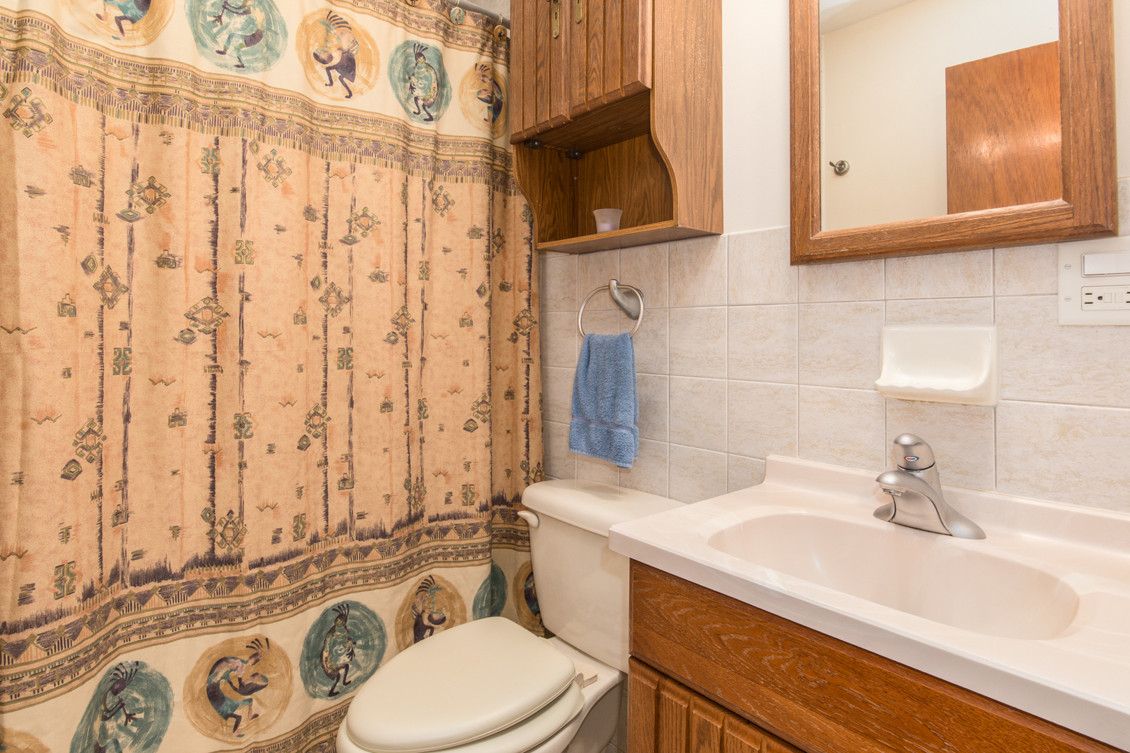 170 Westmere Road Des Plaines, IL 60016 - Photo 14 of 21 a bathroom with a sink a toilet and shower curtain