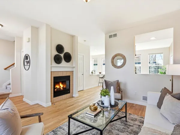 a view of a livingroom with a fireplace