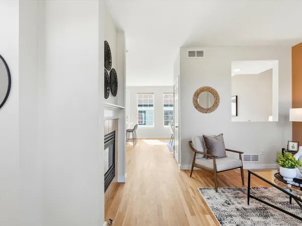 a living room with furniture and rug