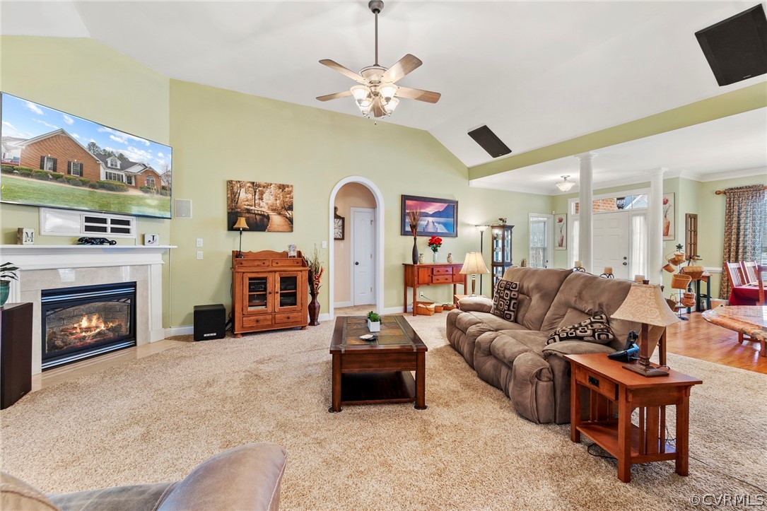 847 Club Ridge Terrace Chester, VA 23836 - Photo 6 of 35 a living room with furniture and a fireplace
