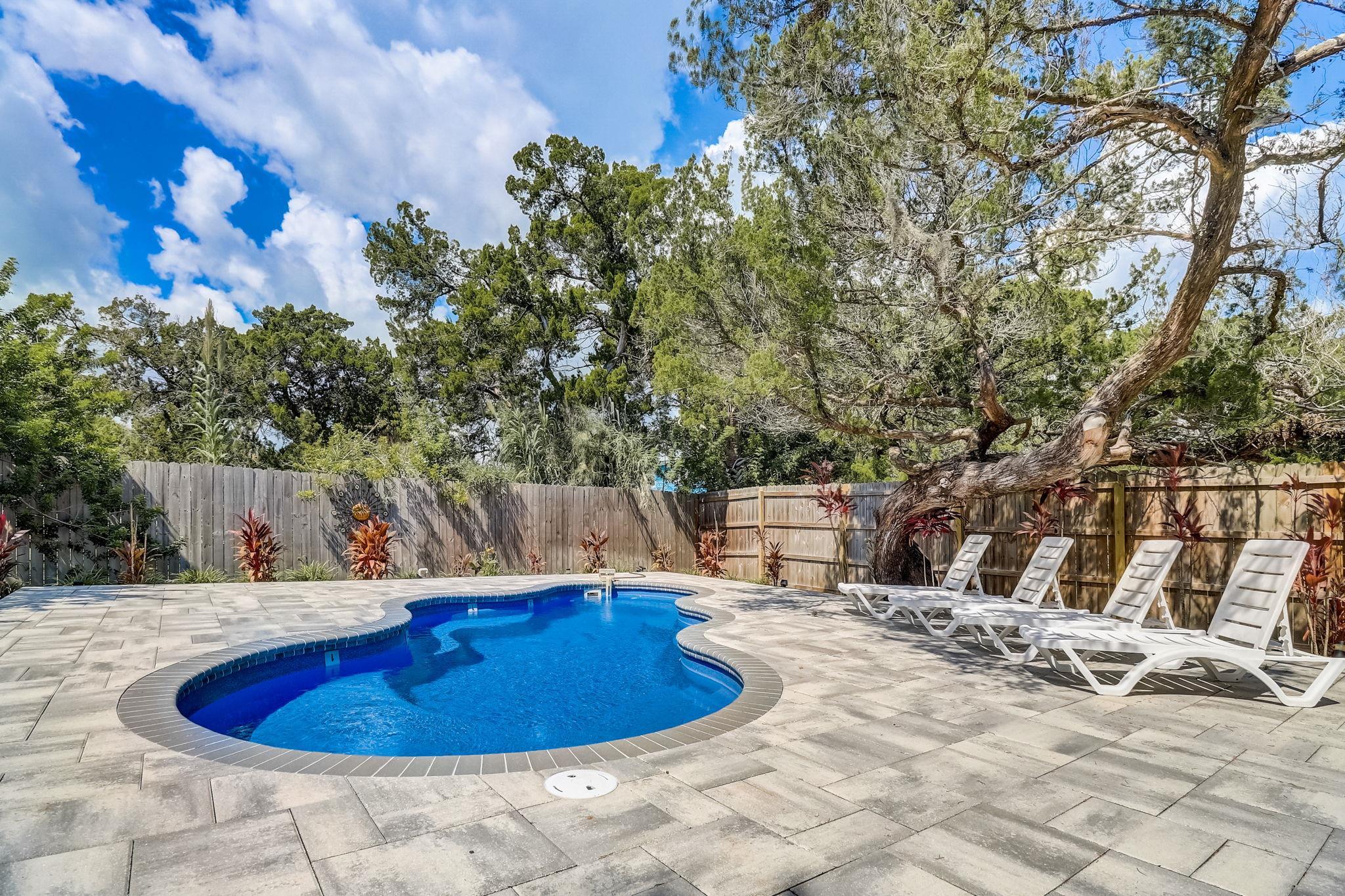 45 Menendez Road St. Augustine, FL 32080 - Photo 29 of 36 a swimming pool with some trees in the background