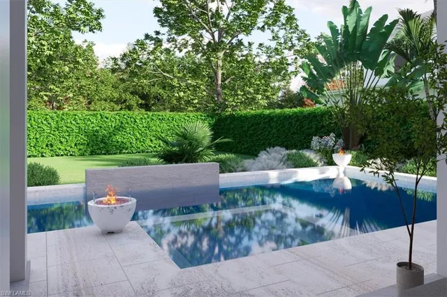 a view of a yard and patio