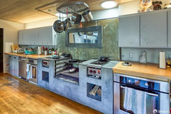 a kitchen with lots of counter top space