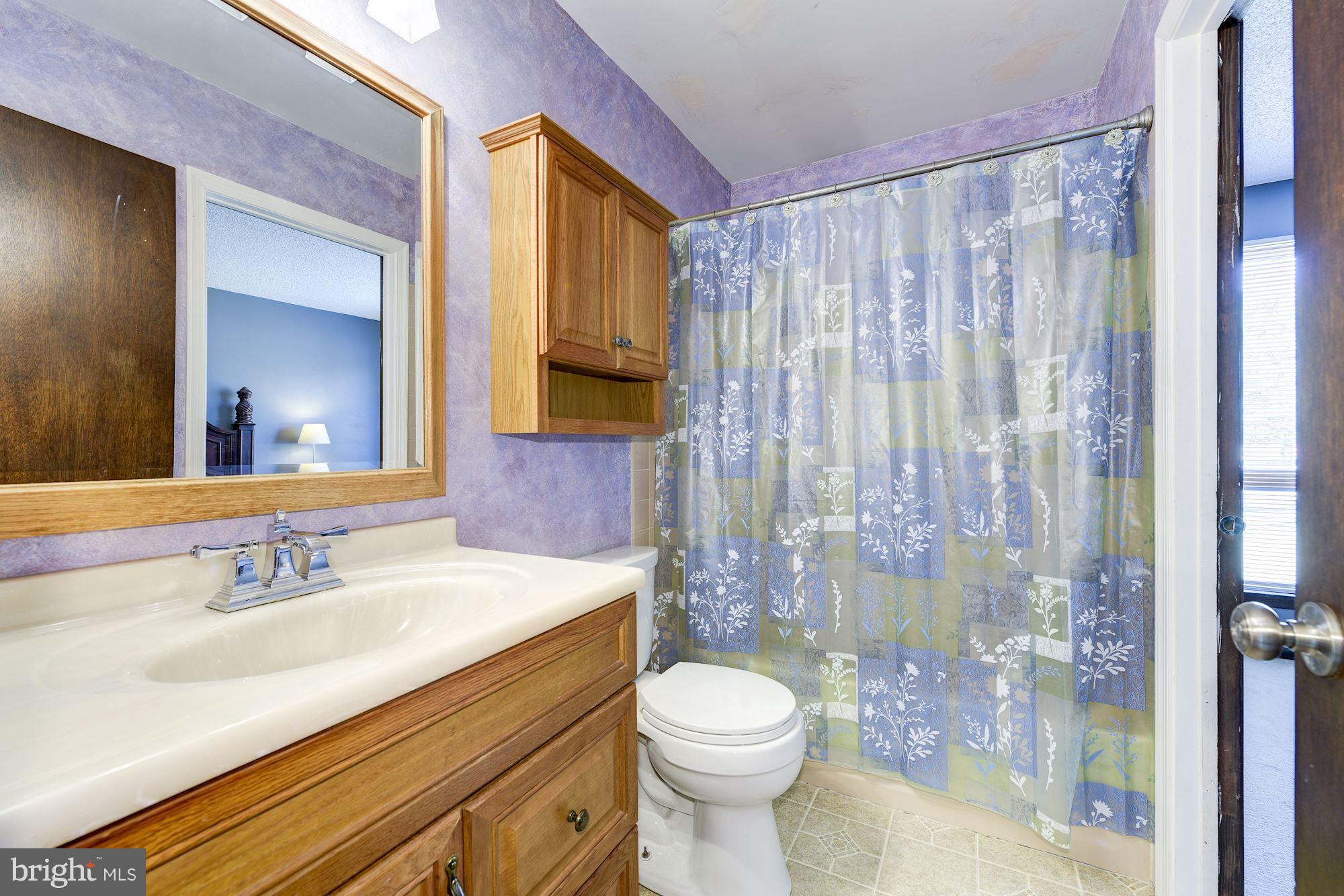 2418 Hopewell Road Marlton, NJ 08053 - Photo 22 of 42 a bathroom with a sink a toilet and shower curtain
