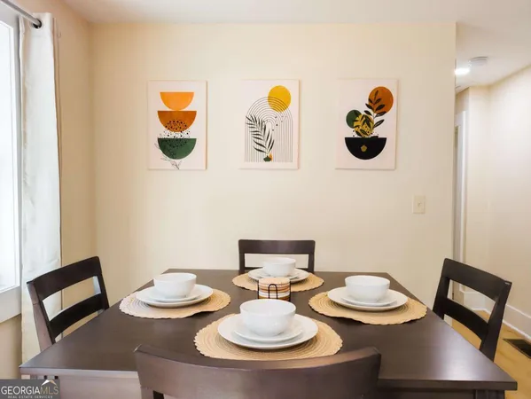 a table and a couple of flower pot