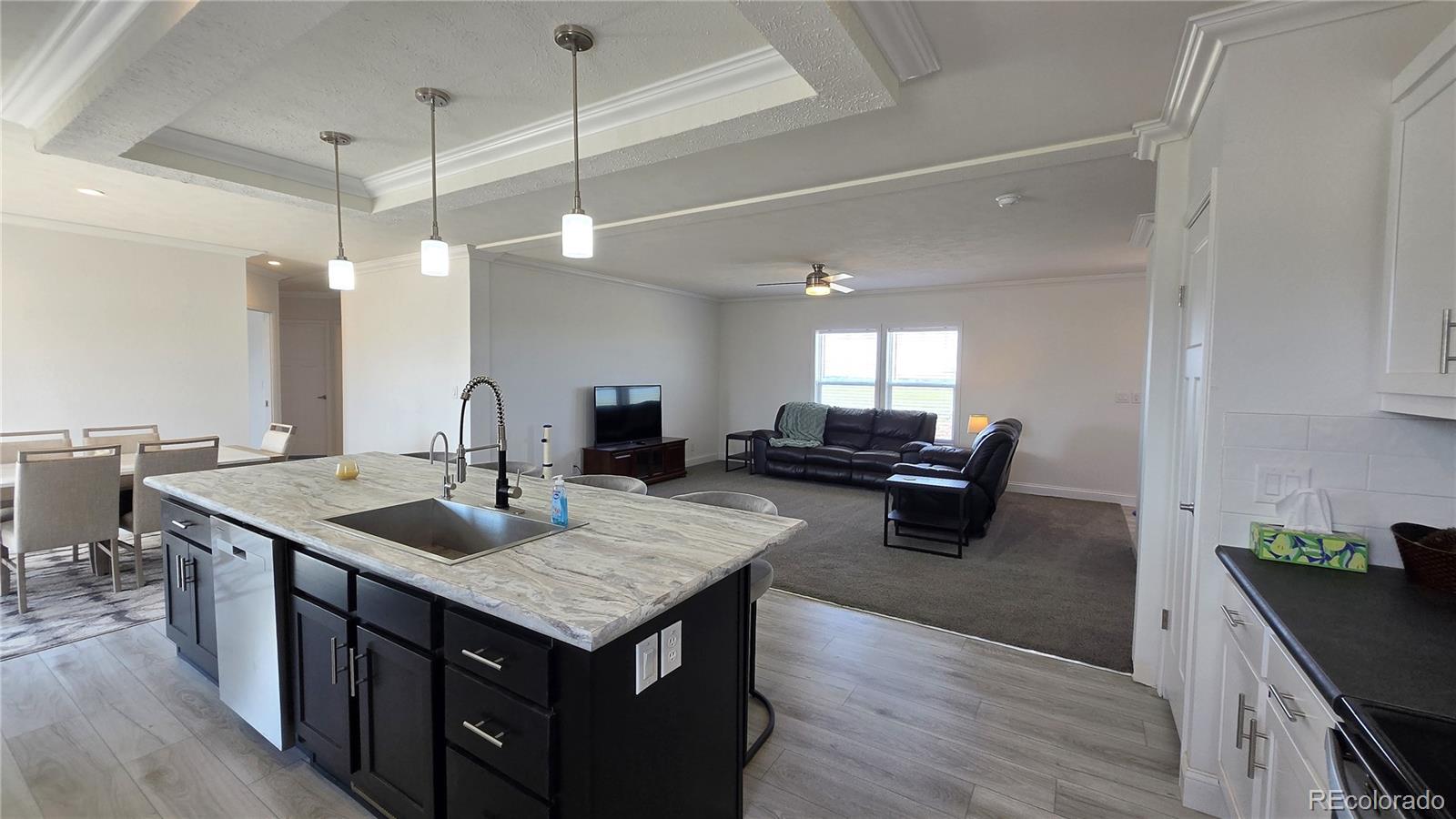 16383 Peacock Road Sanford, CO 81151 - Photo 8 of 33 a kitchen with a stove sink and living room view