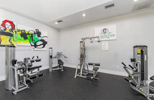 a view of a room with gym equipment