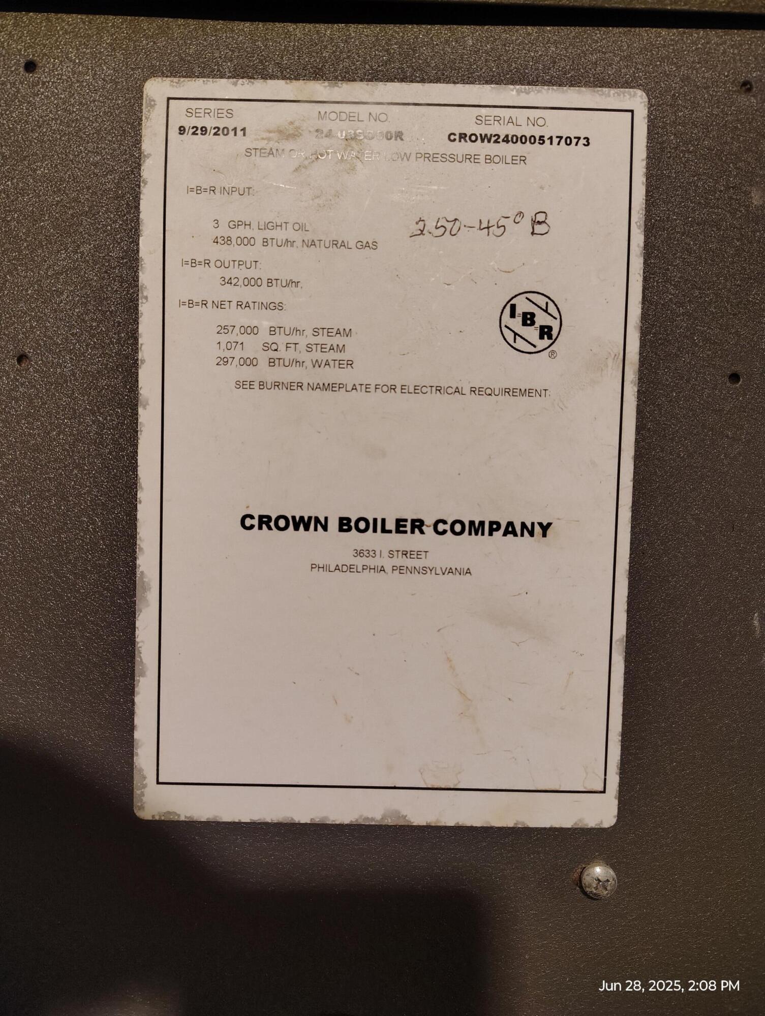 18 Wayman Lane Bar Harbor, ME 04609 - Photo 55 of 62 Boiler ID plate