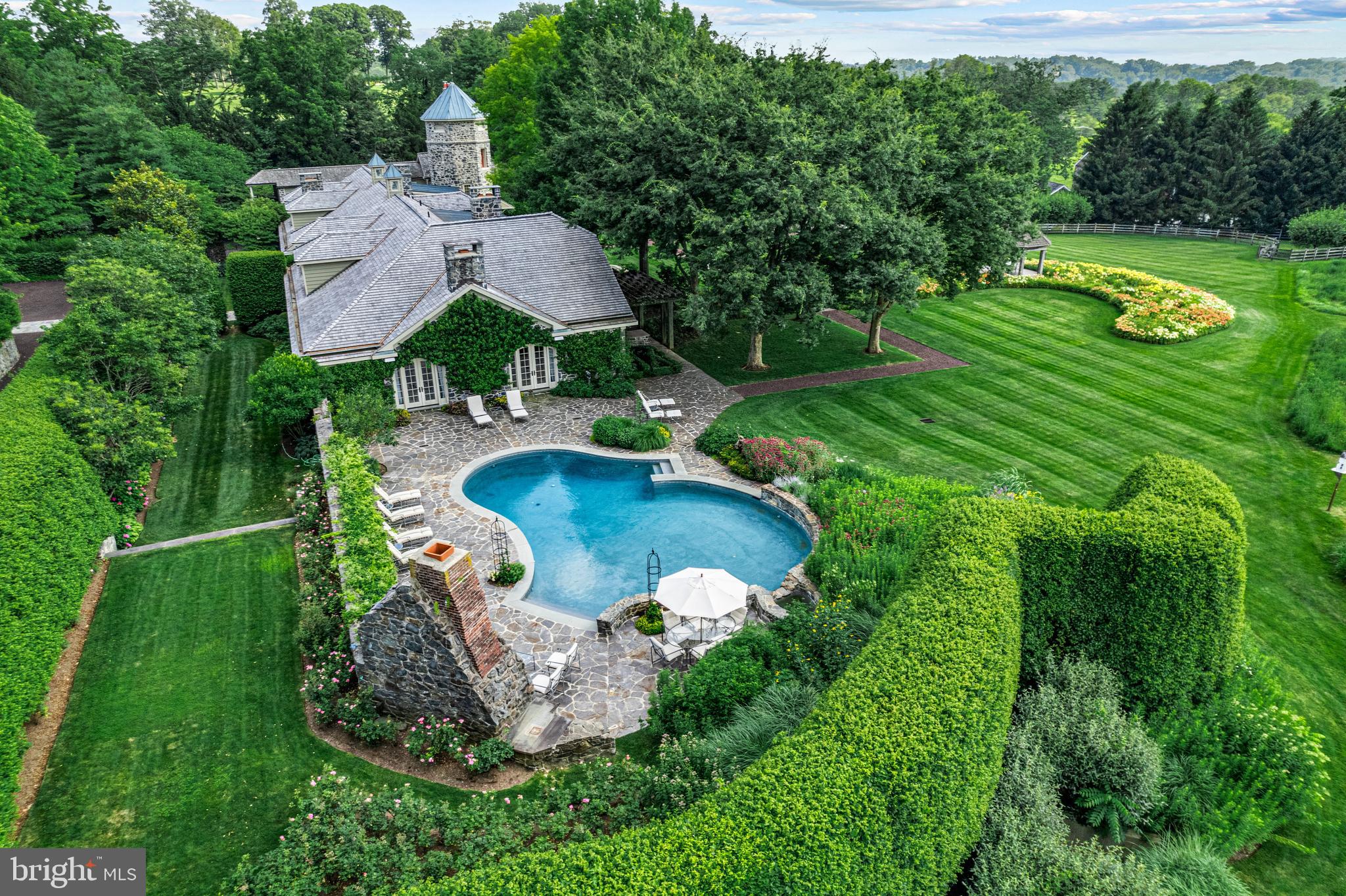 770 Godfrey Road Villanova, PA 19085 - Photo 123 of 150 an aerial view of a house with garden space pool patio and outdoor seating