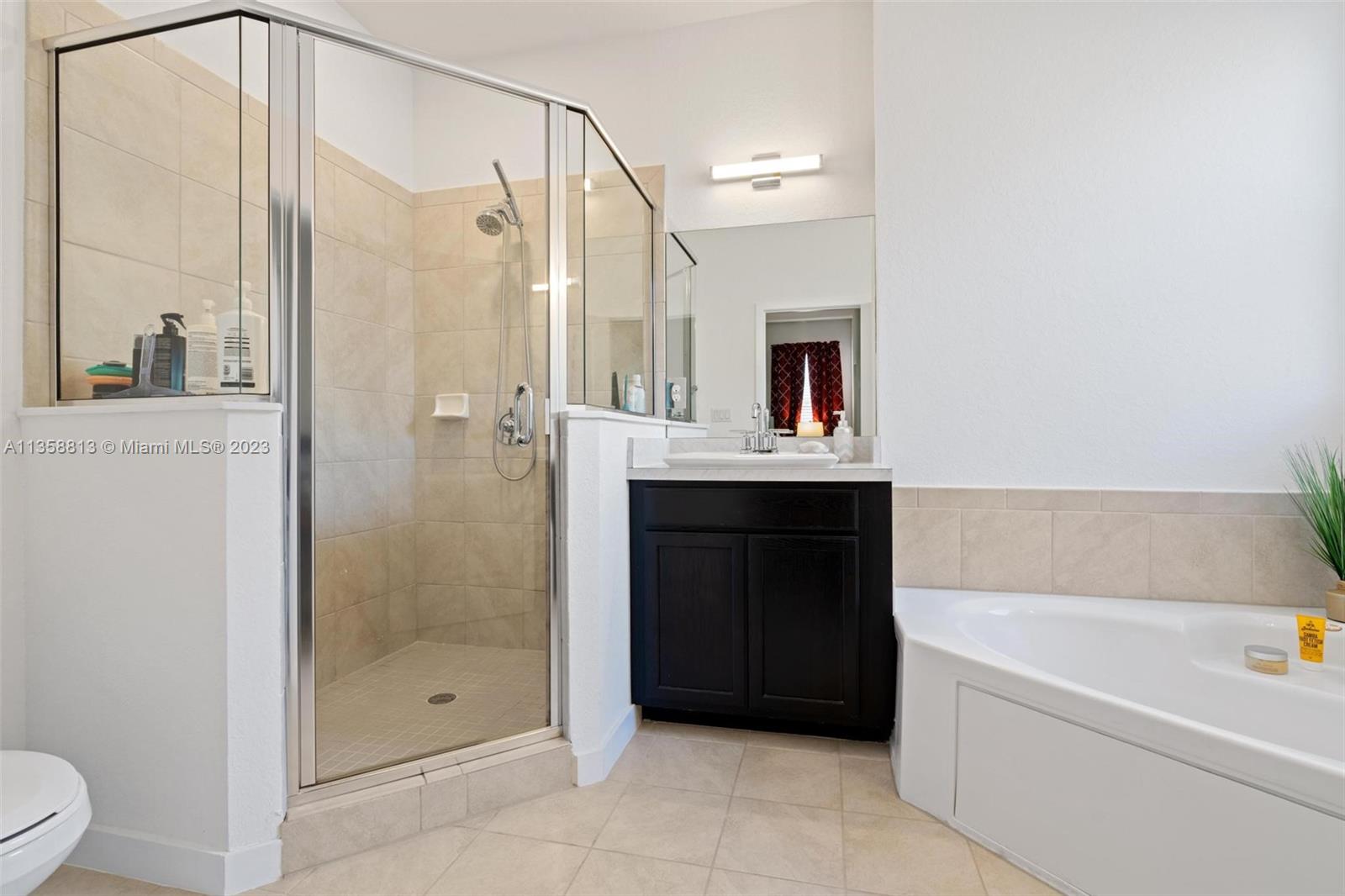 11744 Southwest 244 Street Homestead, FL 33032 - Photo 19 of 32 a bathroom with a bathtub a shower a sink and a mirror