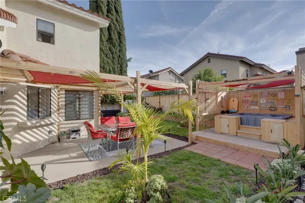 a view of a house with a patio