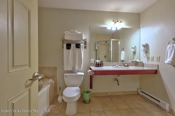 a bathroom with a sink a toilet a mirror and vanity