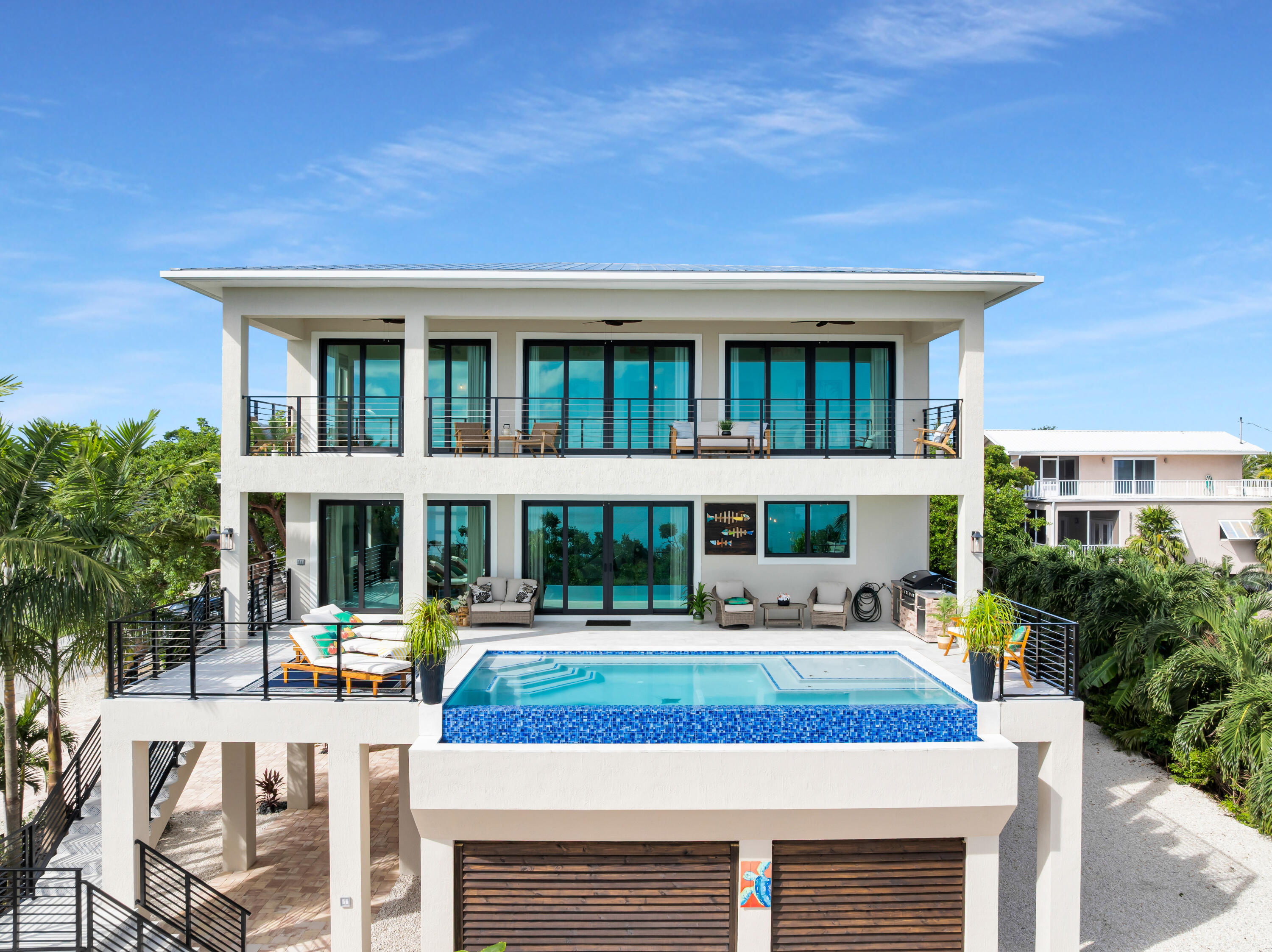 a front view of a building with street view