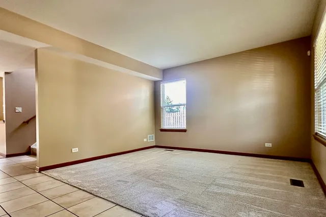 an empty room with a workbench