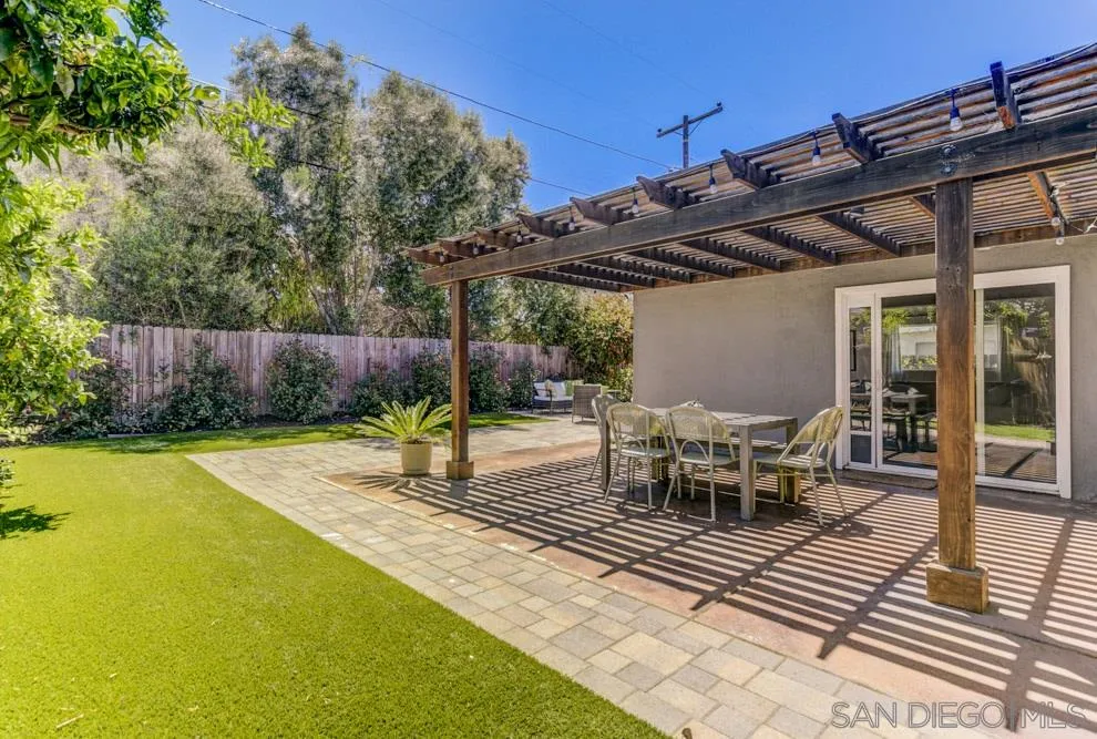 4925 Rebel Road San Diego, CA 92117 - Photo 24 of 25 a view of a patio with table and chairs with wooden floor and fence