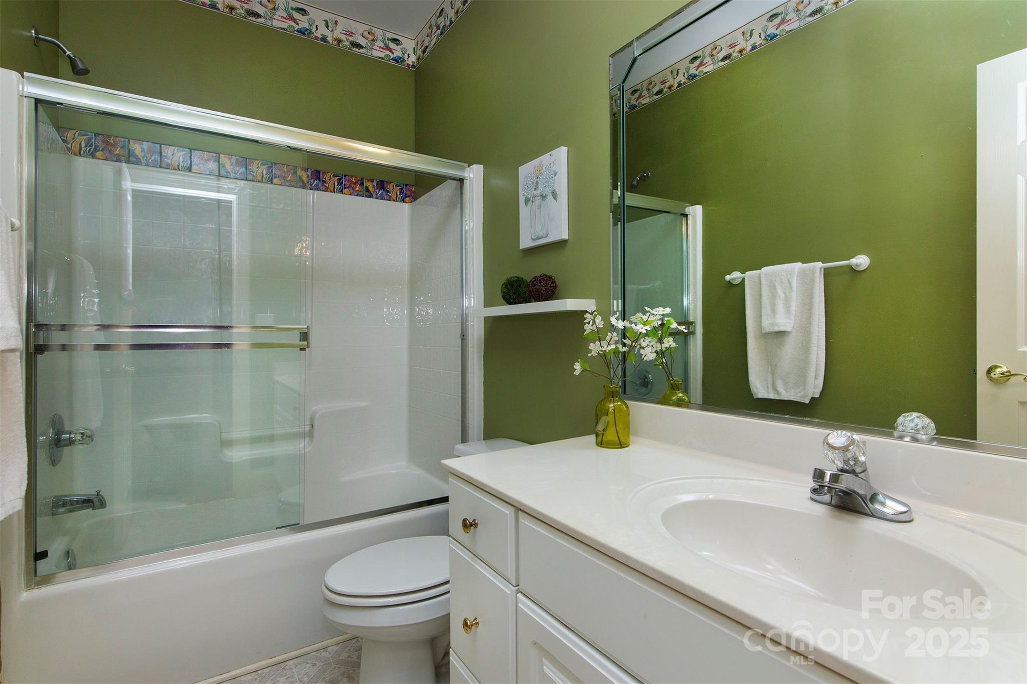1595 High Ridge Drive Stanley, NC 28164 - Photo 17 of 32 a bathroom with a granite countertop sink toilet and shower