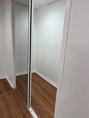 a view of closet with wooden floor