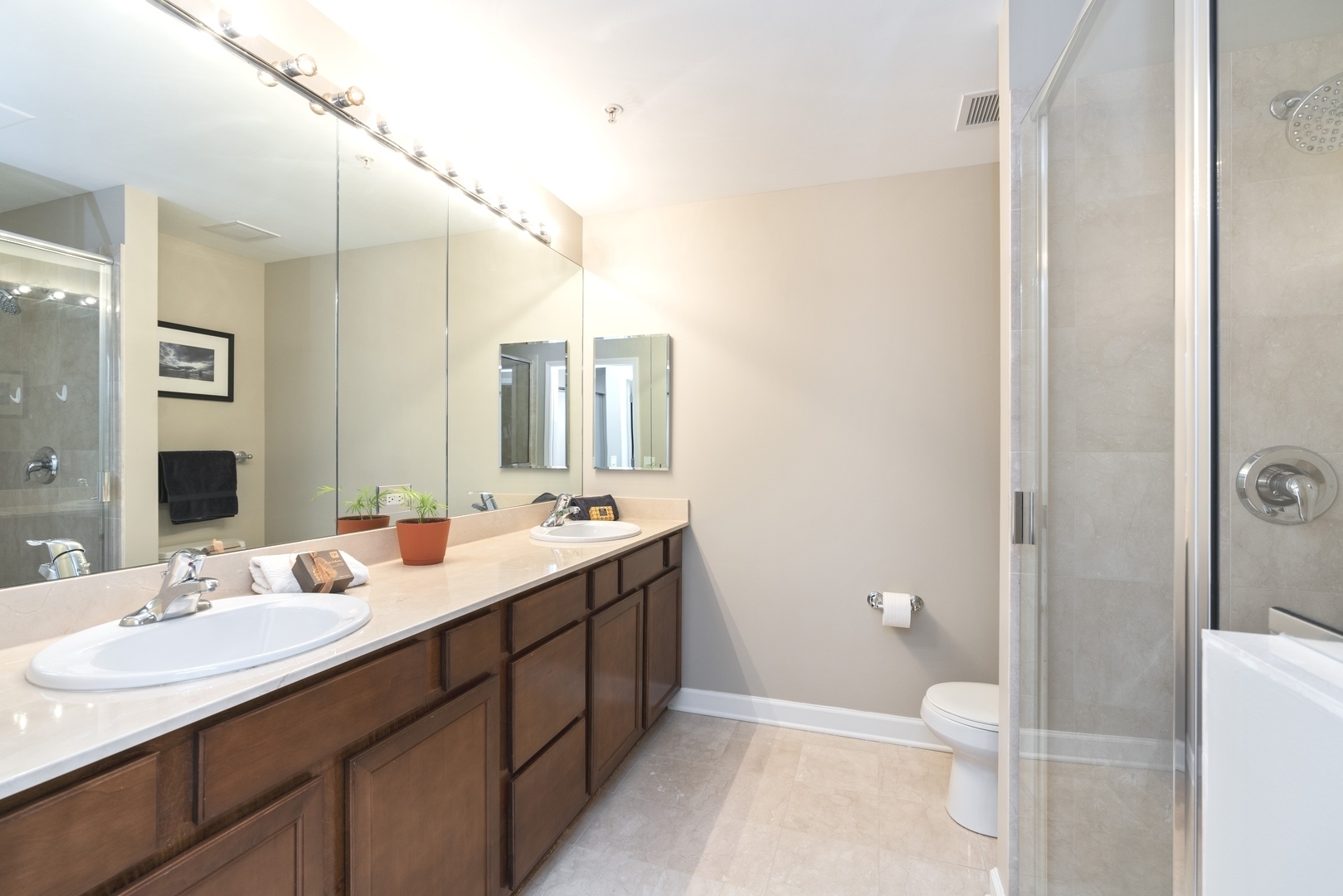 1629 South Prairie Avenue, Unit 2906 Chicago, IL 60616 - Photo 9 of 21 a bathroom with a double vanity sink mirror and toilet