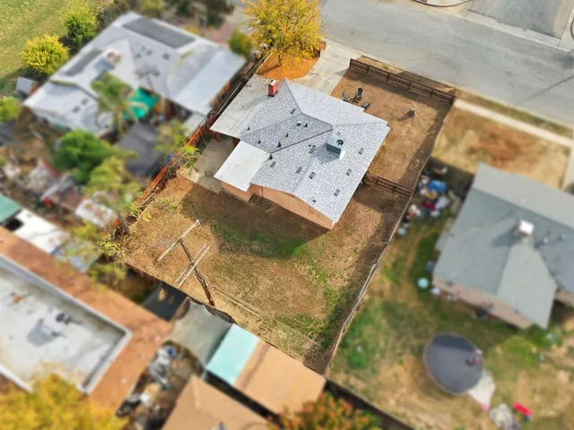 an aerial view of a house