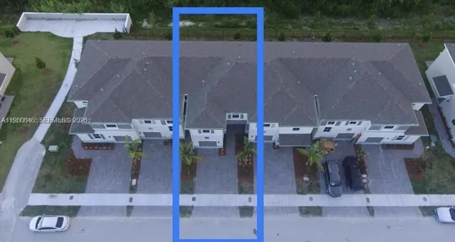 an aerial view of a house
