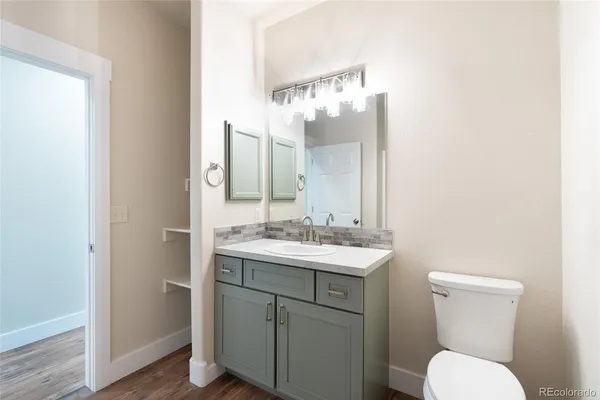a bathroom with a toilet a sink and mirror