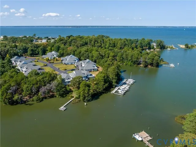 a view of a lake with houses