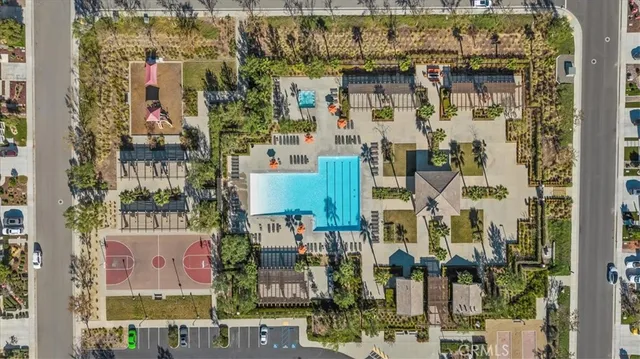 an aerial view of residential building and street