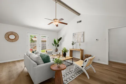 a living room with furniture