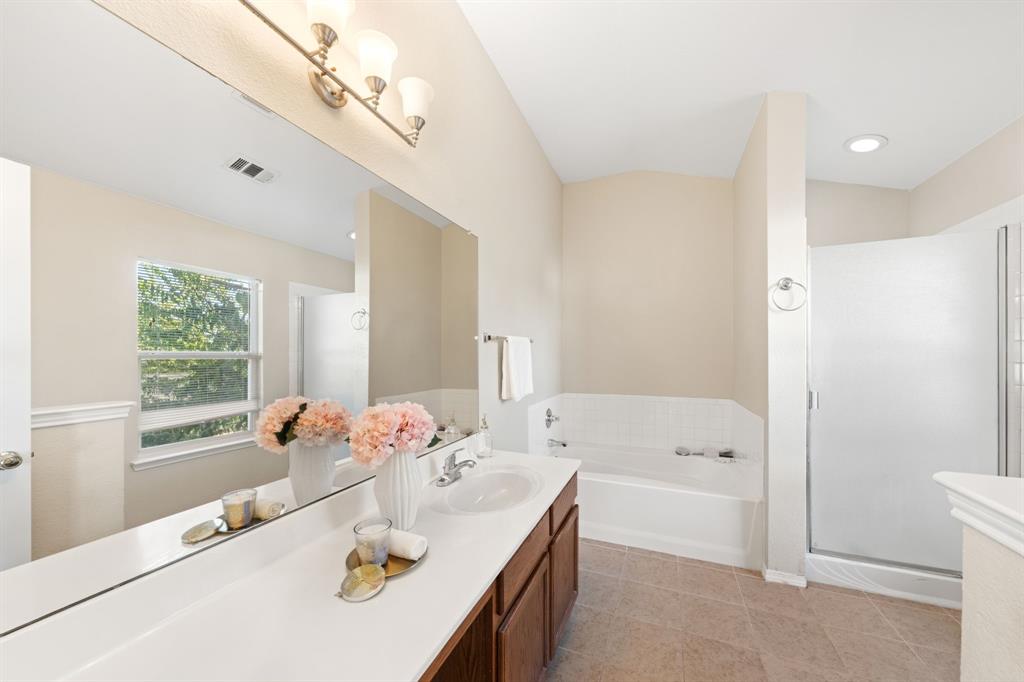 13604 Ponderosa Ranch Road Fort Worth, TX 76262 - Photo 8 of 27 a bathroom with a tub sink and mirror