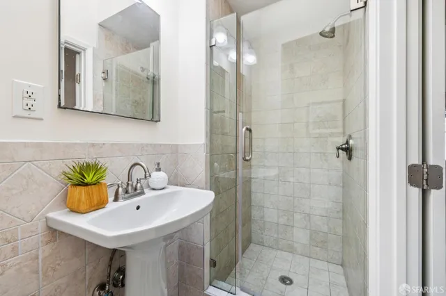 a bathroom with a shower