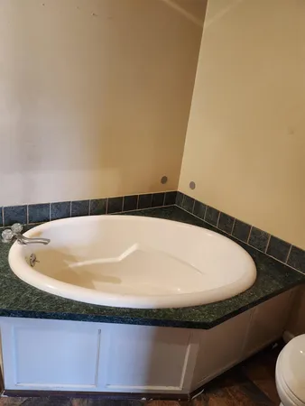 a close up of a bathtub in a bathroom