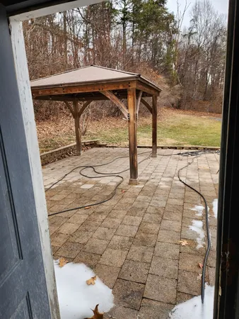 a view of a yard with a tree