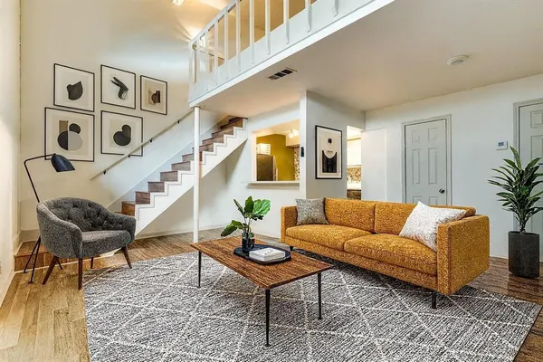 a living room with furniture