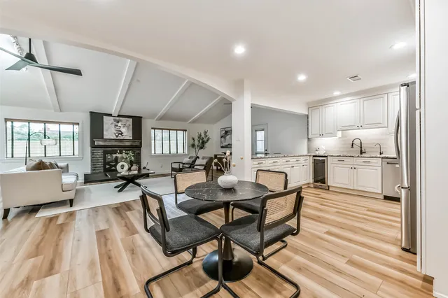 a workspace with furniture and window